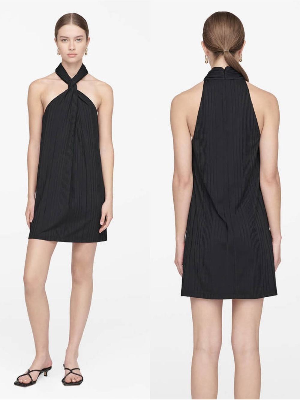 Anine Bing Jesse Black Halter Mini Dress XS